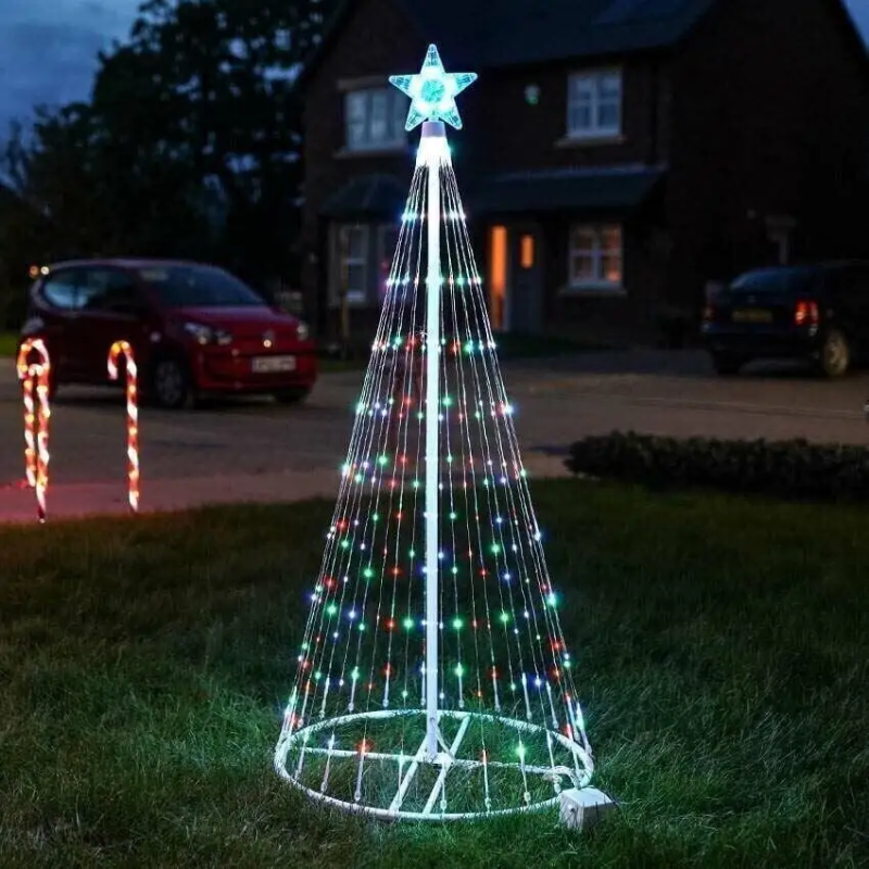 Arbre de Noël animé à LED multicolores de 6.4FT pour l'extérieur