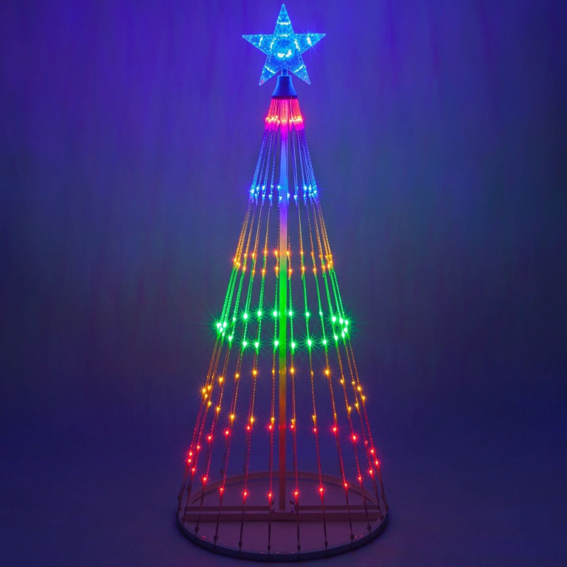 Arbre de Noël animé à LED multicolores de 6.4FT pour l'extérieur