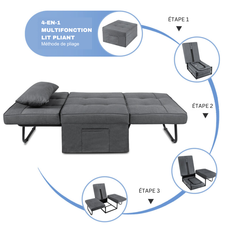 Canapé-lit pliant multifonctionnel 4 en 1 - TISAMEO